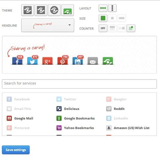 Shareaholic floating social sharing buttons