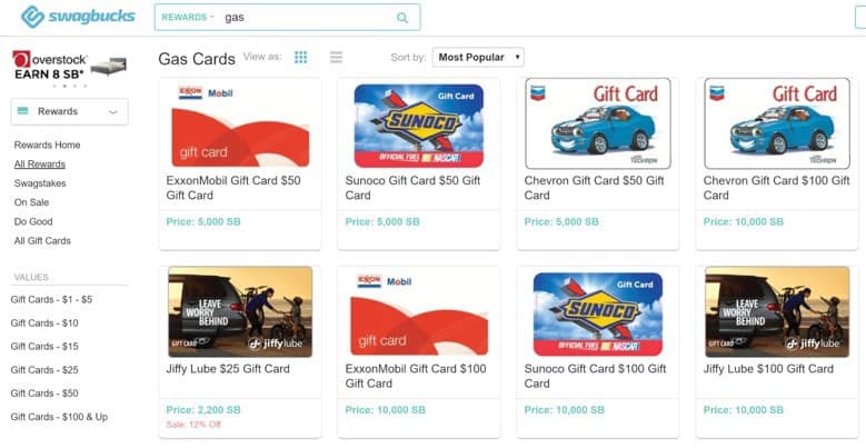 free gas cards from swagbucks
