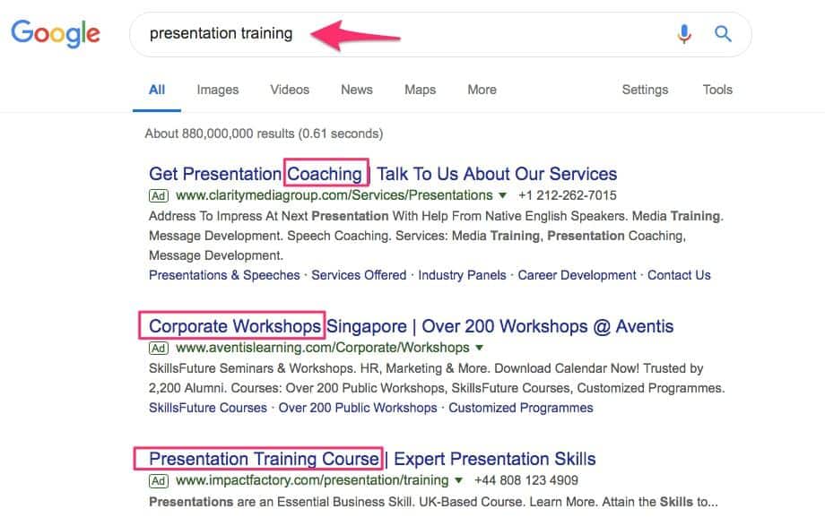 Presentation Training Search Results