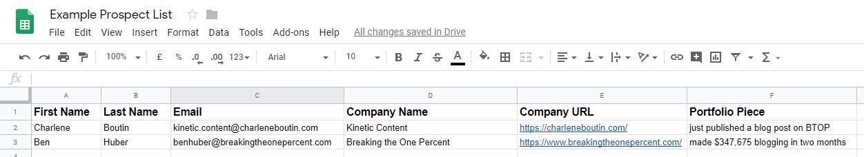 example email prospecting list