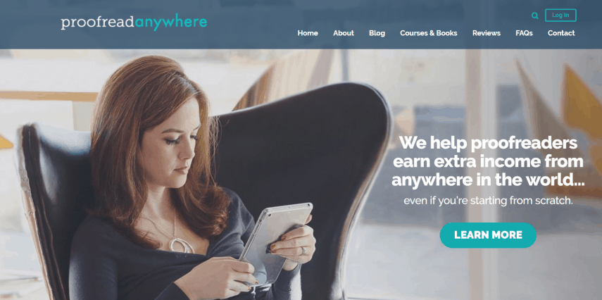 woman working on a proofread anywhere course