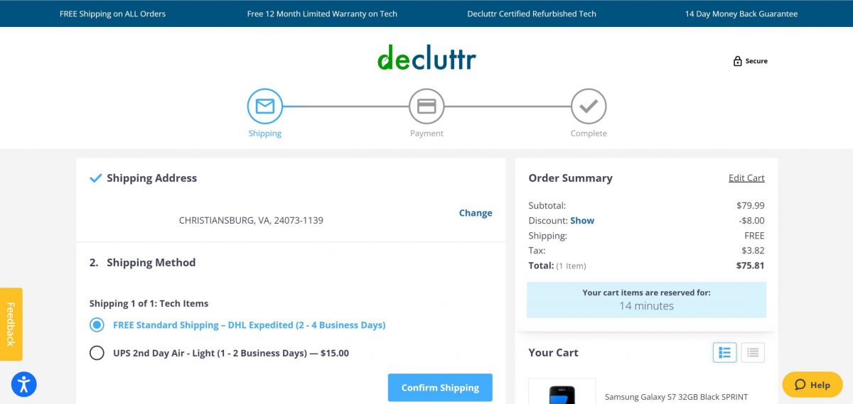decluttr cart screenshot