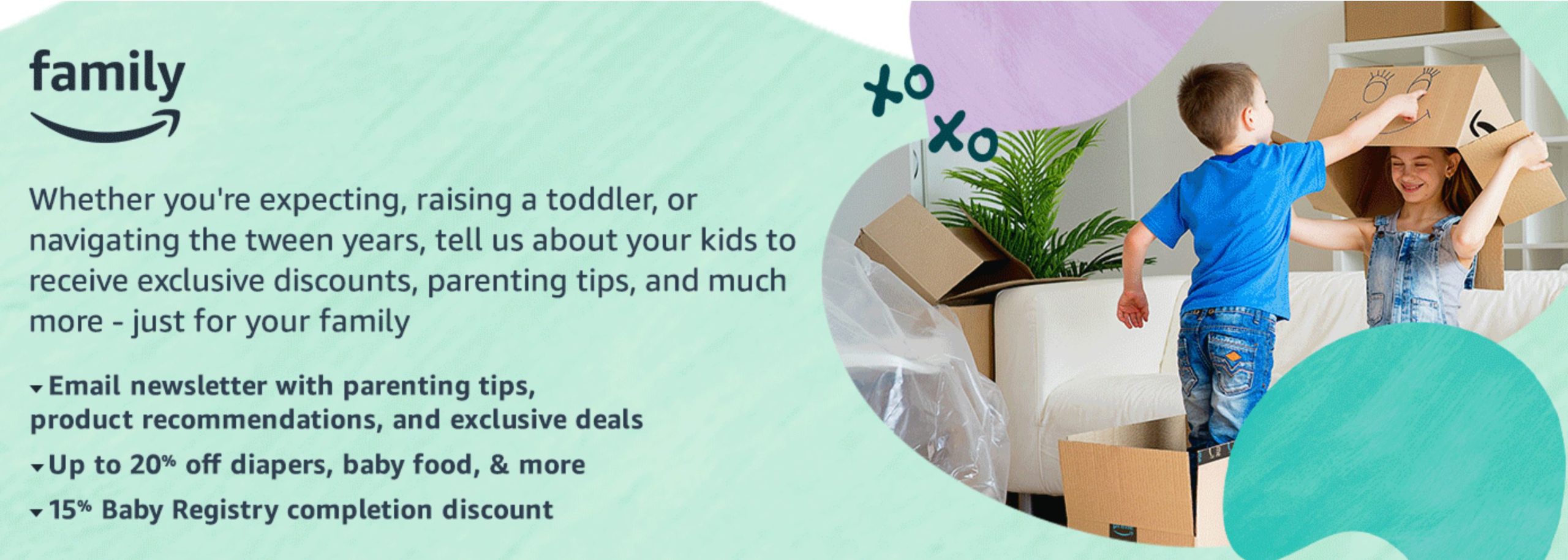 Amazon Family offers up to 20% off baby diapers