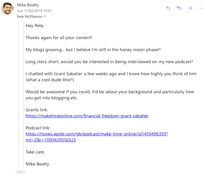 example podcast invite pitch