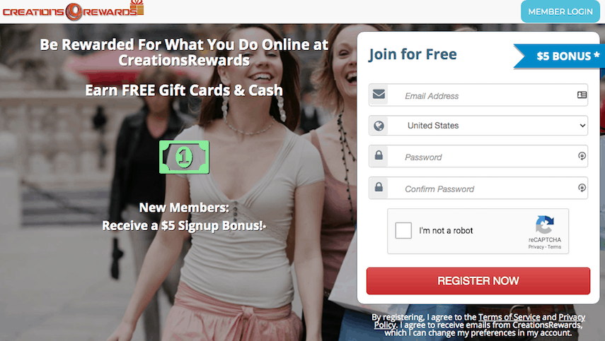 CreationRewards Homepage