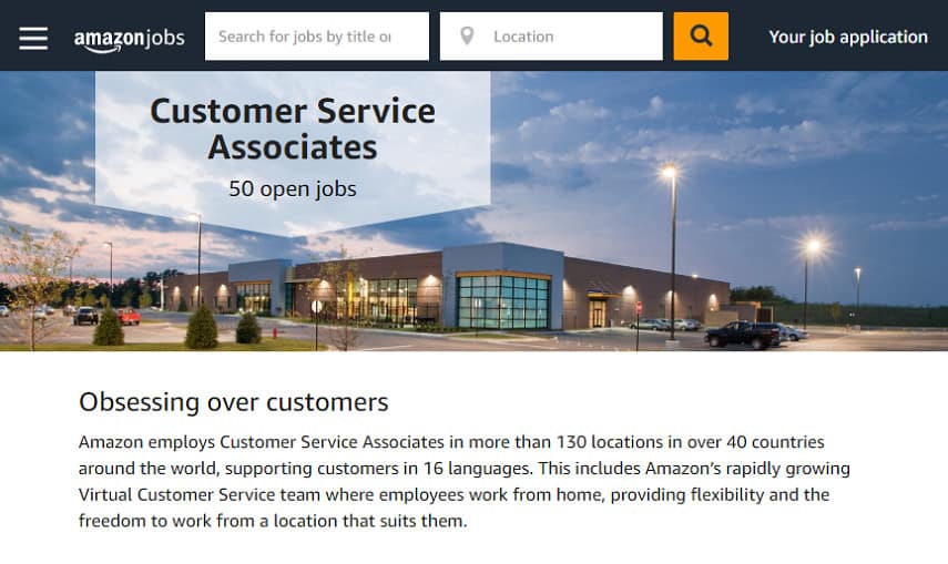 Amazon customer service associated page