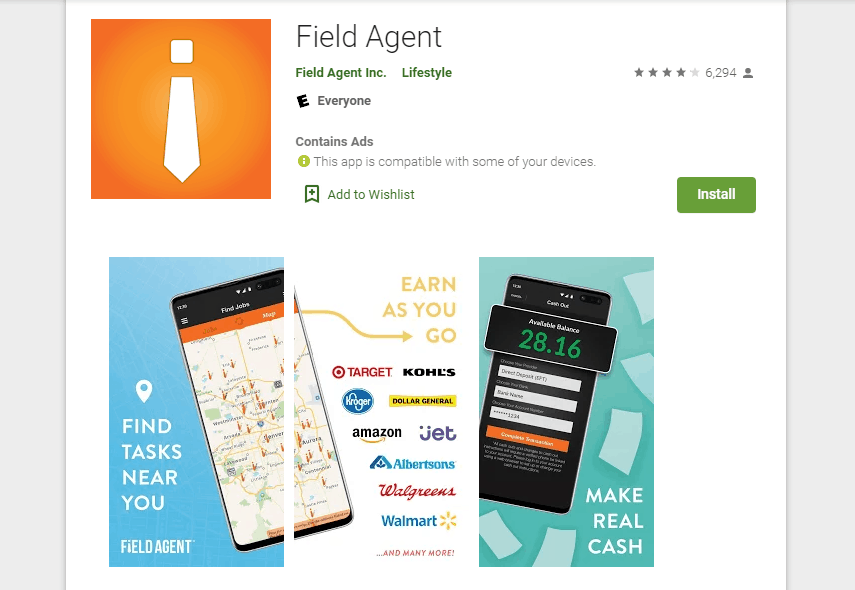 Field Agent homescreen