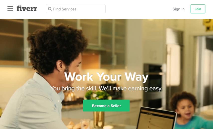 Fiverr become a seller page