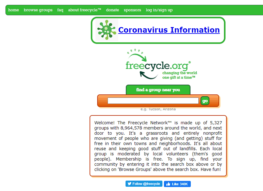 Freecycle homepage