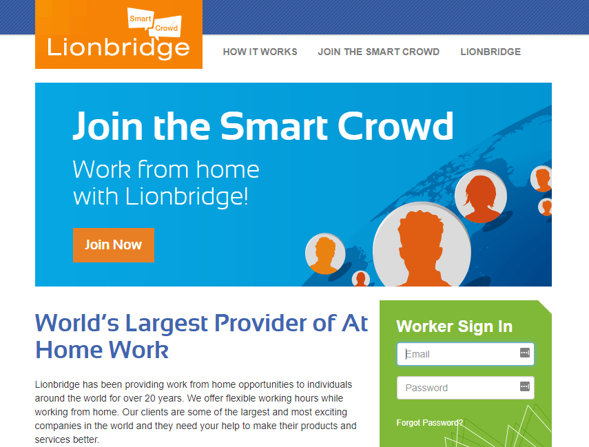LionBridge SmartCrowd homepage