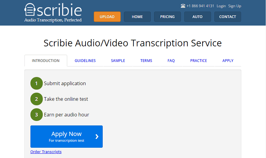 Scribie homepage