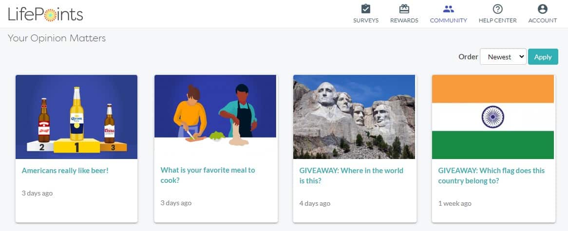 LifePoints Community Page