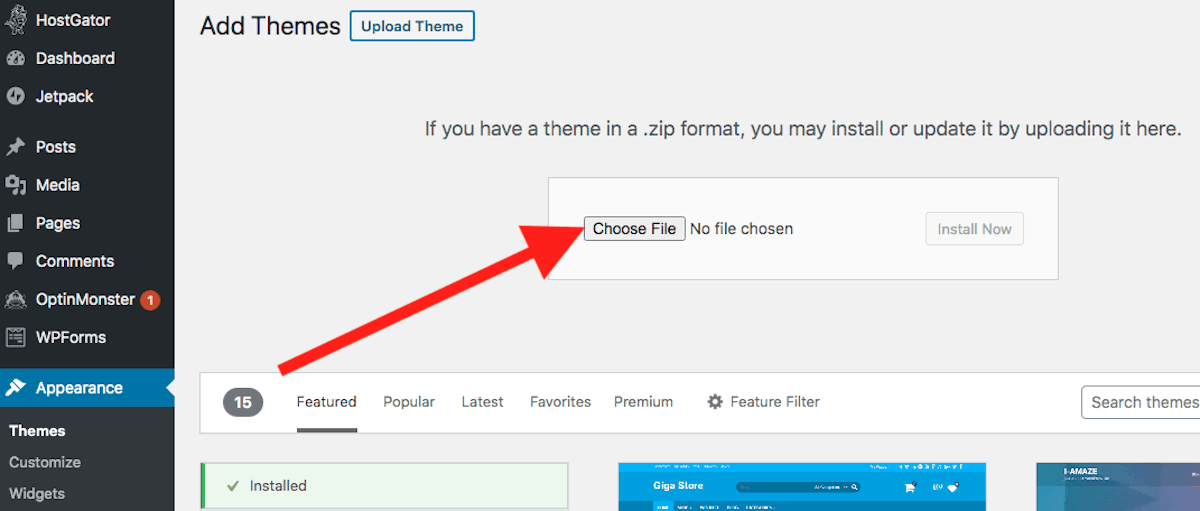 Choose WordPress Theme File