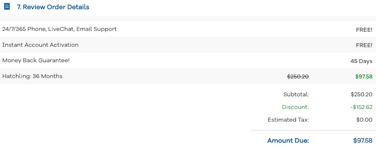 HostGator Order Total