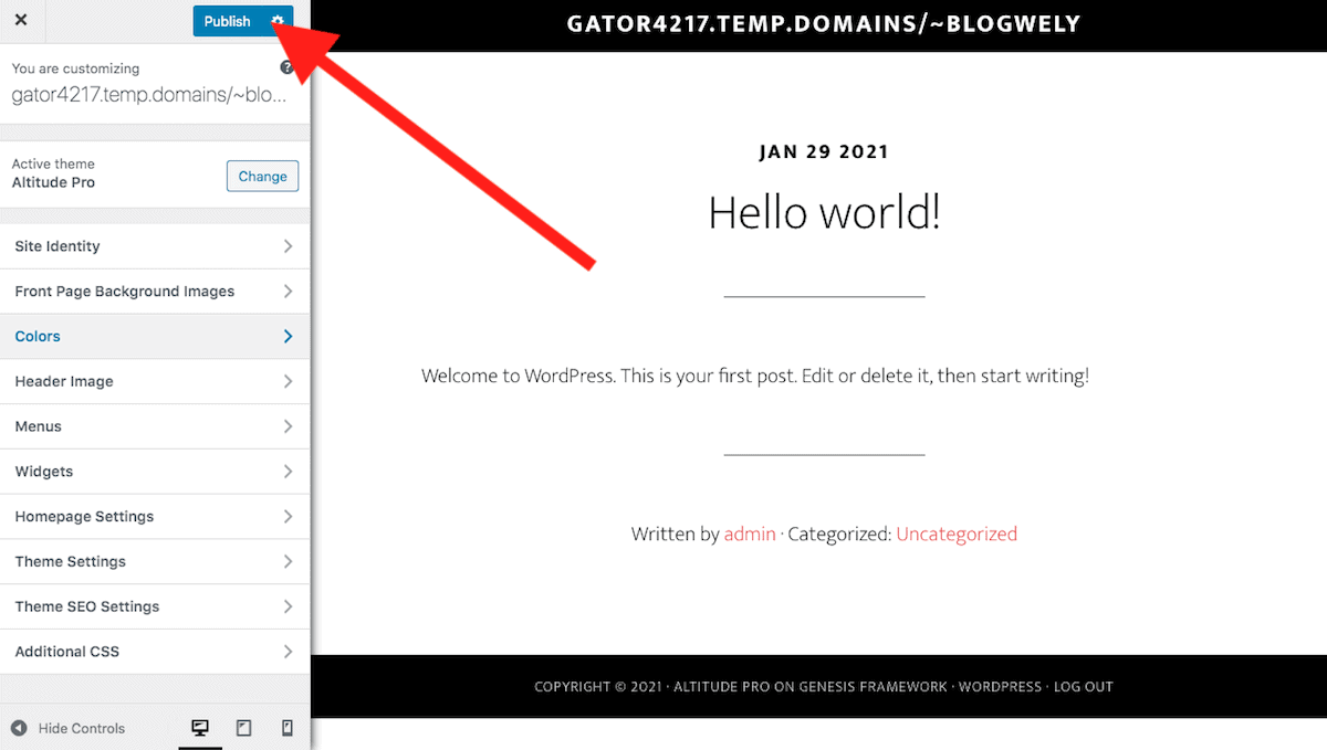 Publish Theme Changes