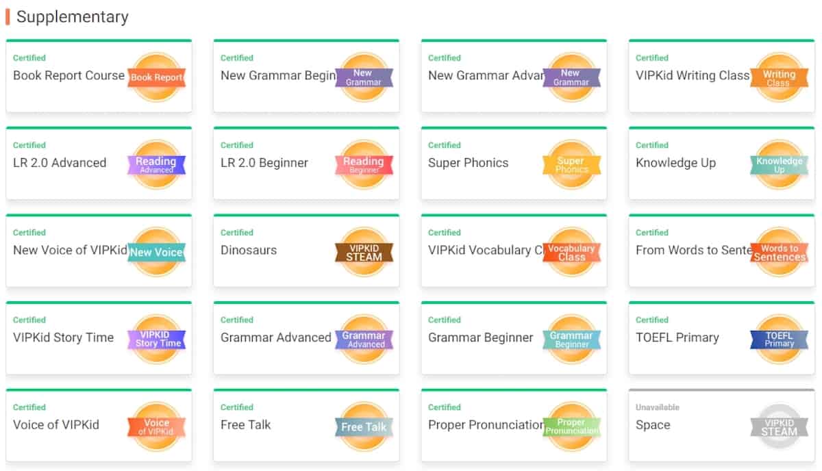 VIPKid Supplementary Courses