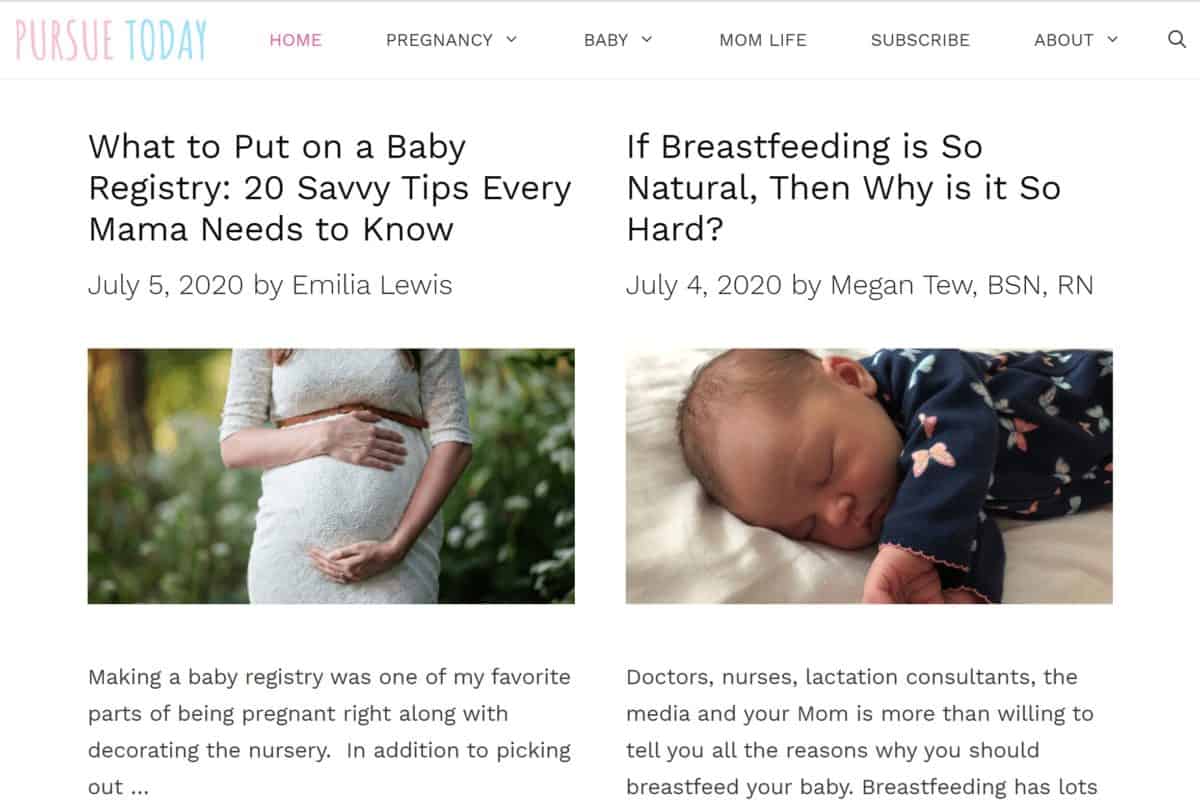 pursue today motherhood niche blog