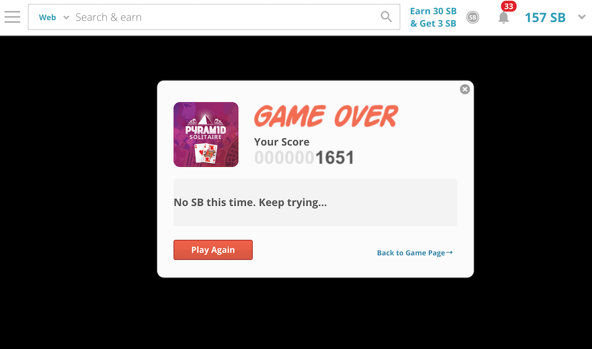 Swagbucks Solitaire No Points