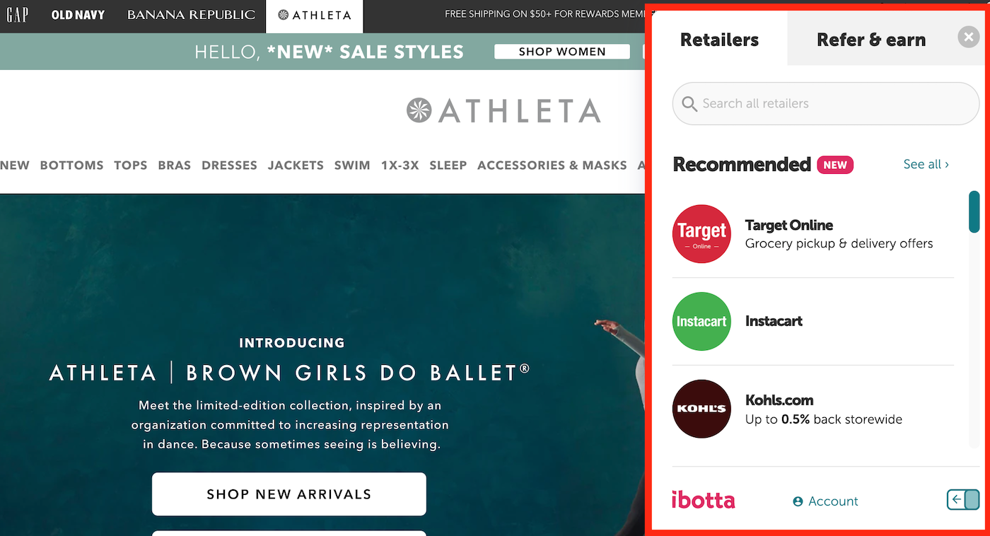 Ibotta Athleta No Deal