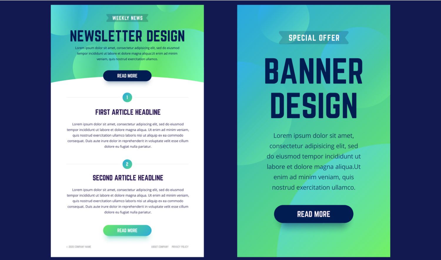 Example of an email newsletter template