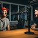 Two friends recording a podcast together