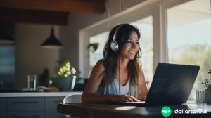 A confident young woman working from home as a virtual assistant.