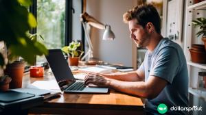 man working at laptop to create a digital product