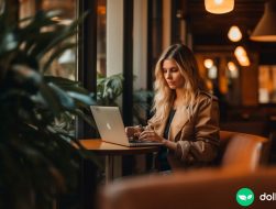 woman at laptop contemplating her spending habits