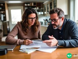 A married couple going over their finances together.