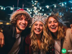 A group of friends at a New Years Eve party.