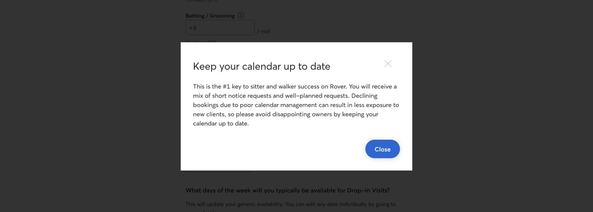 rover calendar warning