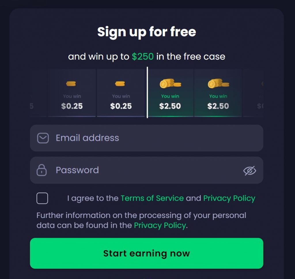 freecash registration process