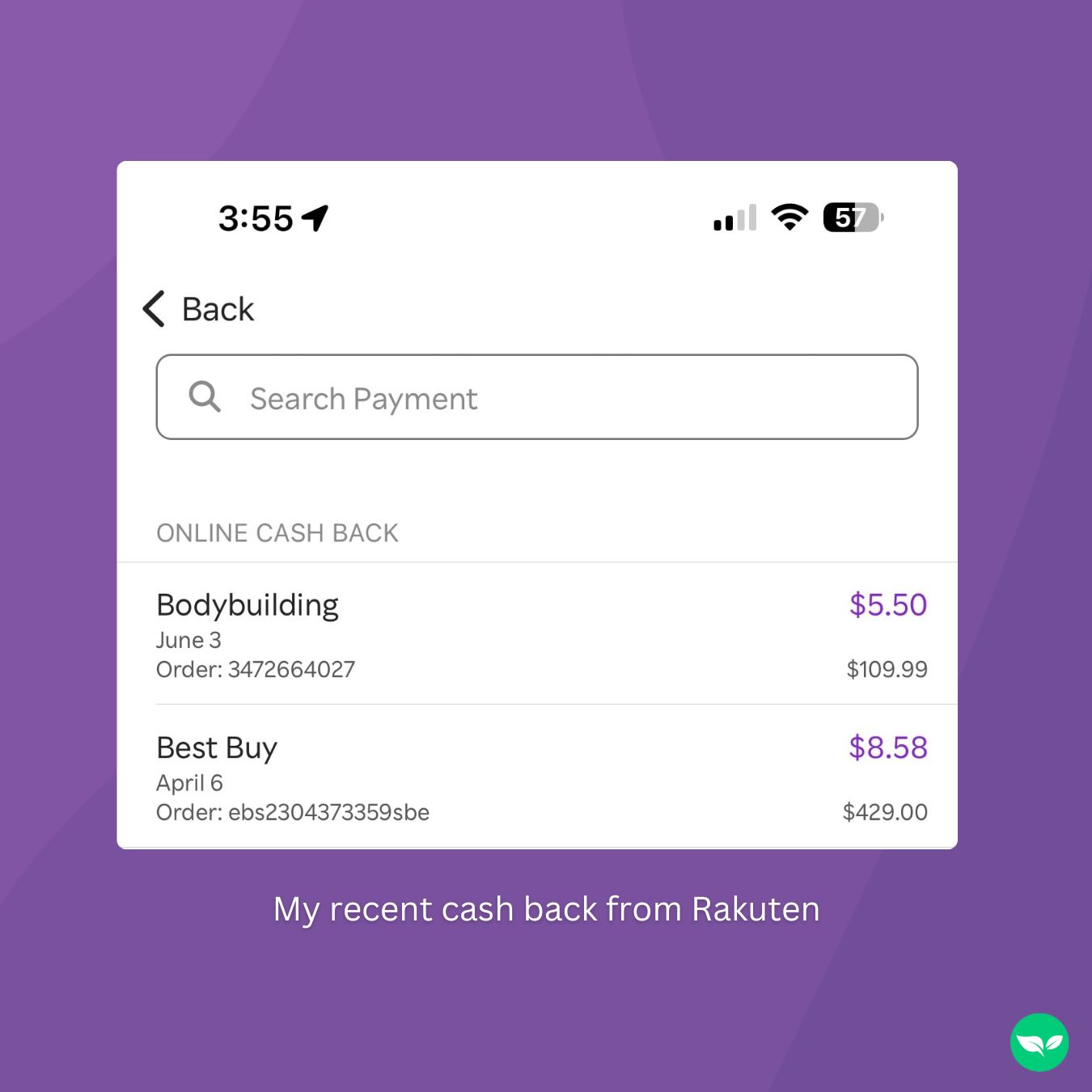 recently earned cash back