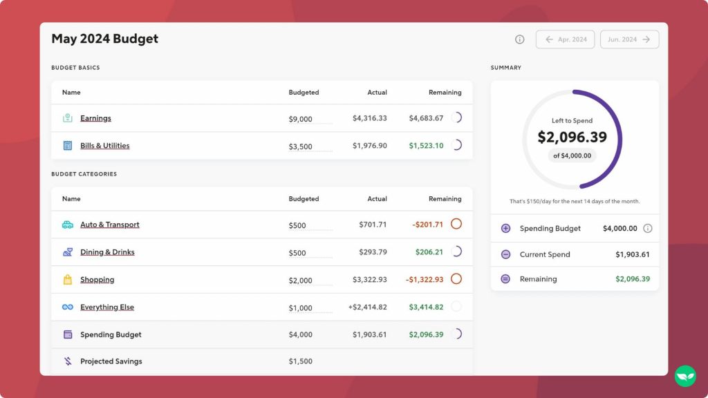 my rocket money budget setup
