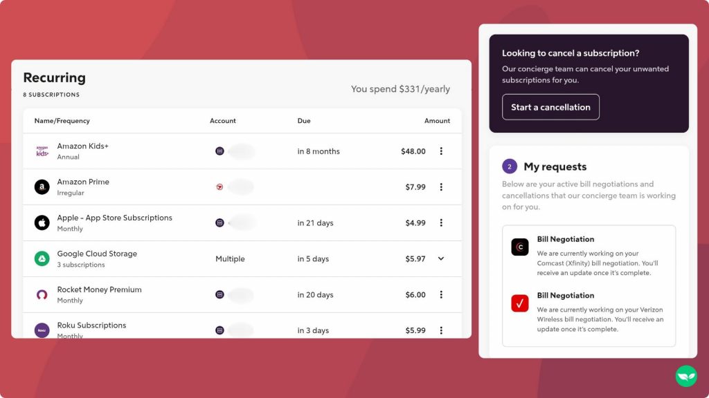 my recurring monthly expenses