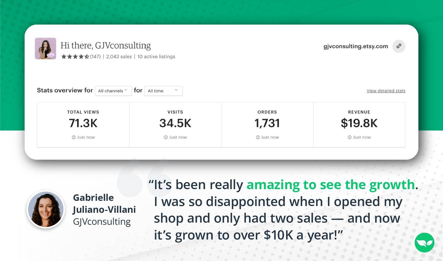 GJVconlulting's Etsy revenue screenshot