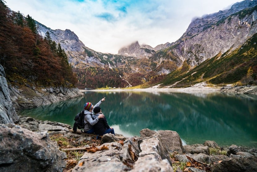 couple hiking in the mountains